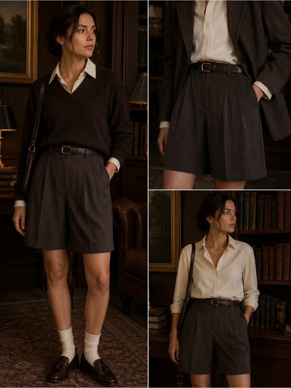 Vintage Striped High Waist Bermuda Shorts